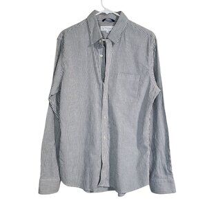 Teddy Stratford Zip Fit Black White Striped Long Sleeve Button Shirt-3(M/L)